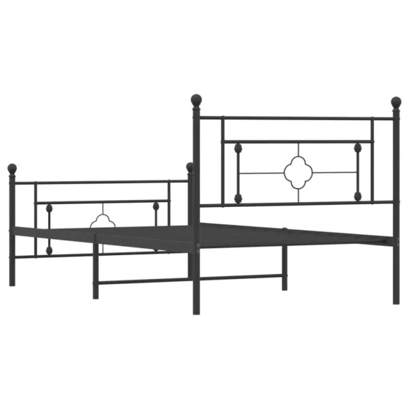 fekete fém ágykeret fej- és lábtámlával 107 x 203 cm