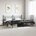 fekete fém ágykeret fej- és lábtámlával 193 x 203 cm