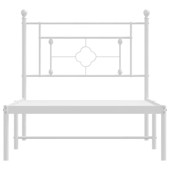 fehér fém ágykeret fejtámlával 100x200 cm
