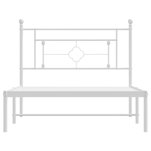 fehér fém ágykeret fejtámlával 107x203 cm