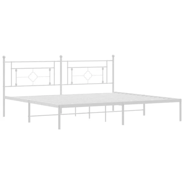 fehér fém ágykeret fejtámlával 193 x 203 cm
