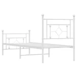 fehér fém ágykeret fej- és lábtámlával 80x200 cm