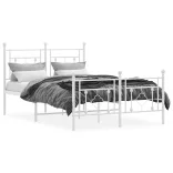 fehér fém ágykeret fej- és lábtámlával 120x200 cm