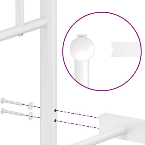 fehér fém ágykeret fej- és lábtámlával 135x190 cm