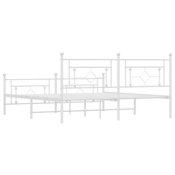 fehér fém ágykeret fej- és lábtámlával 183 x 213 cm