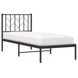 fekete fém ágykeret fejtámlával 75 x 190 cm