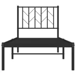 fekete fém ágykeret fejtámlával 75 x 190 cm
