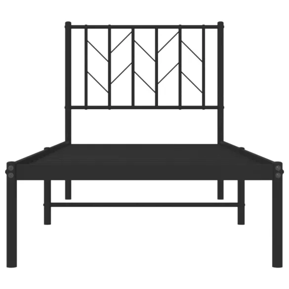 fekete fém ágykeret fejtámlával 75 x 190 cm
