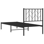 fekete fém ágykeret fejtámlával 75 x 190 cm