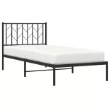 fekete fém ágykeret fejtámlával 90 x 190 cm