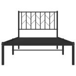 fekete fém ágykeret fejtámlával 90 x 190 cm