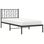 fekete fém ágykeret fejtámlával 90 x 200 cm