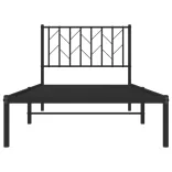 fekete fém ágykeret fejtámlával 90 x 200 cm