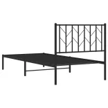 fekete fém ágykeret fejtámlával 90 x 200 cm