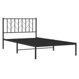 fekete fém ágykeret fejtámlával 107 x 203 cm