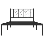 fekete fém ágykeret fejtámlával 107 x 203 cm