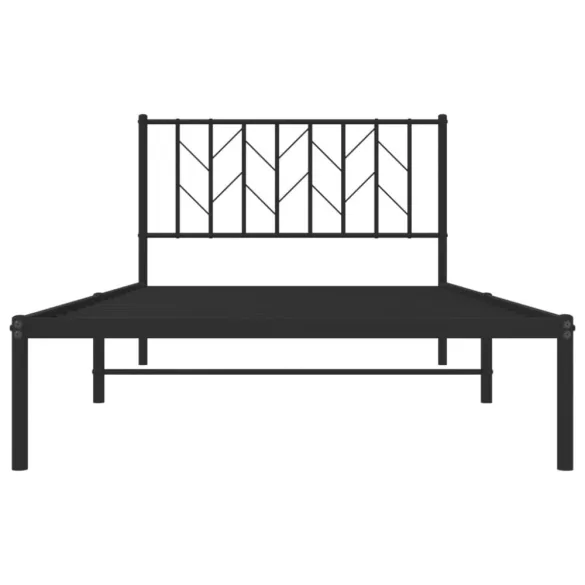 fekete fém ágykeret fejtámlával 107 x 203 cm