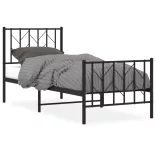 fekete fém ágykeret fej- és lábtámlával 75 x 190 cm
