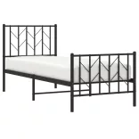 fekete fém ágykeret fej- és lábtámlával 75 x 190 cm