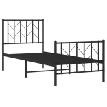 fekete fém ágykeret fej- és lábtámlával 75 x 190 cm