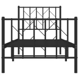 fekete fém ágykeret fej- és lábtámlával 75 x 190 cm