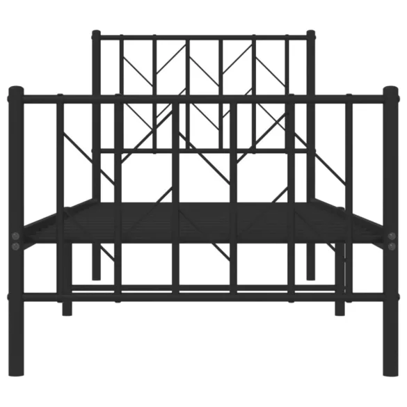 fekete fém ágykeret fej- és lábtámlával 75 x 190 cm