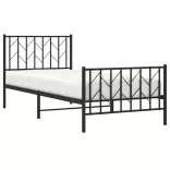 fekete fém ágykeret fej- és lábtámlával 90 x 190 cm
