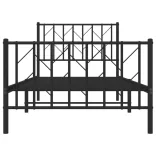 fekete fém ágykeret fej- és lábtámlával 90 x 190 cm