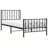 fekete fém ágykeret fej- és lábtámlával 90 x 200 cm