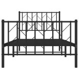 fekete fém ágykeret fej- és lábtámlával 90 x 200 cm