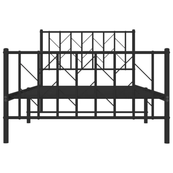 fekete fém ágykeret fej- és lábtámlával 100 x 190 cm