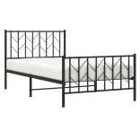fekete fém ágykeret fej- és lábtámlával 100 x 200 cm