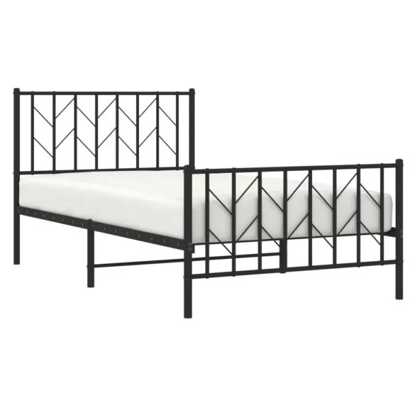 fekete fém ágykeret fej- és lábtámlával 100 x 200 cm