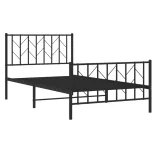 fekete fém ágykeret fej- és lábtámlával 100 x 200 cm