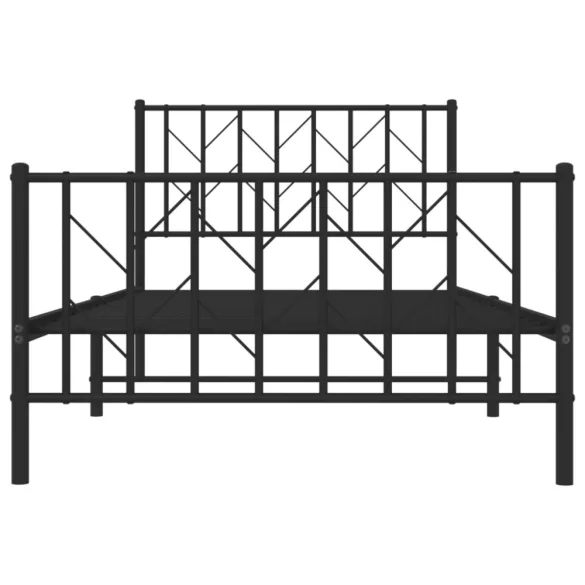 fekete fém ágykeret fej- és lábtámlával 100 x 200 cm