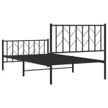 fekete fém ágykeret fej- és lábtámlával 100 x 200 cm