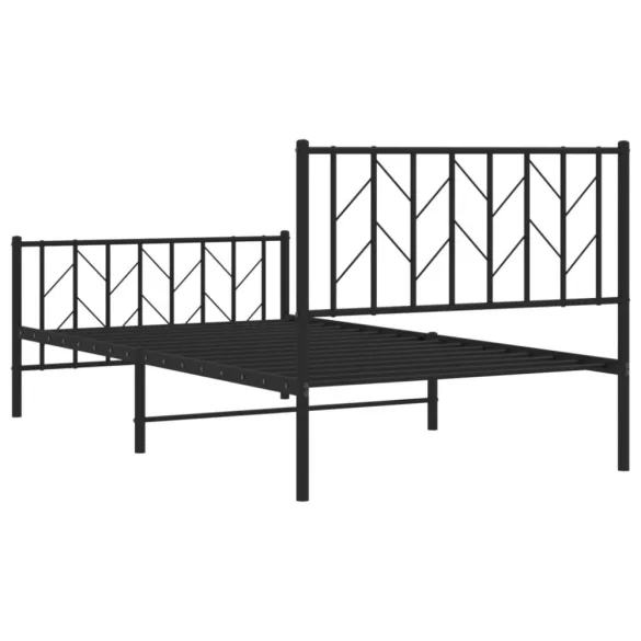 fekete fém ágykeret fej- és lábtámlával 100 x 200 cm