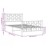 fekete fém ágykeret fej- és lábtámlával 100 x 200 cm