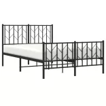 fekete fém ágykeret fej- és lábtámlával 120 x 200 cm