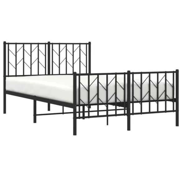 fekete fém ágykeret fej- és lábtámlával 120 x 200 cm