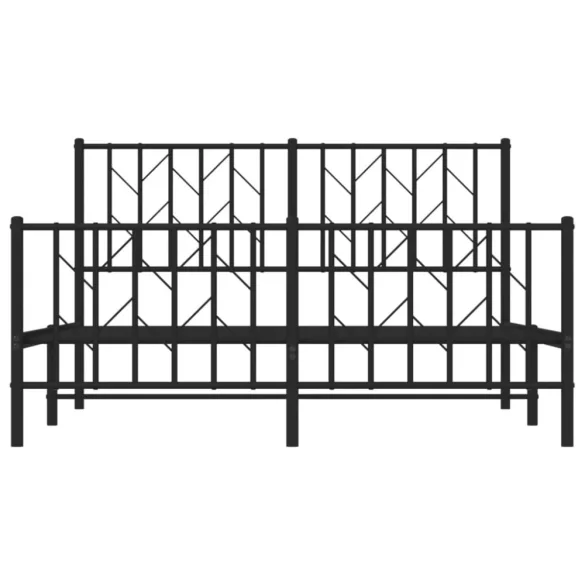 fekete fém ágykeret fej- és lábtámlával 135 x 190 cm