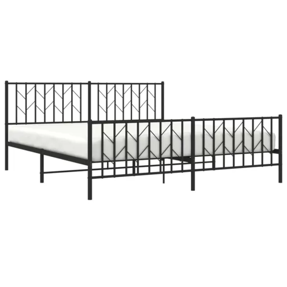 fekete fém ágykeret fej- és lábtámlával 183 x 213 cm