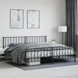 fekete fém ágykeret fej- és lábtámlával 200 x 200 cm