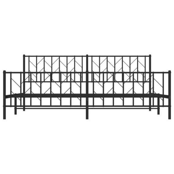fekete fém ágykeret fej- és lábtámlával 200 x 200 cm