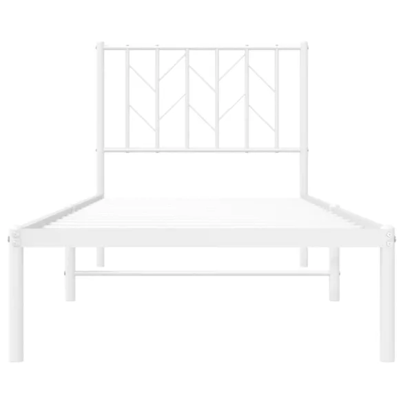 fehér fém ágykeret fejtámlával 80x200 cm