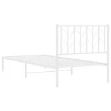 fehér fém ágykeret fejtámlával 90x200 cm