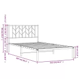 fehér fém ágykeret fejtámlával 107x203 cm