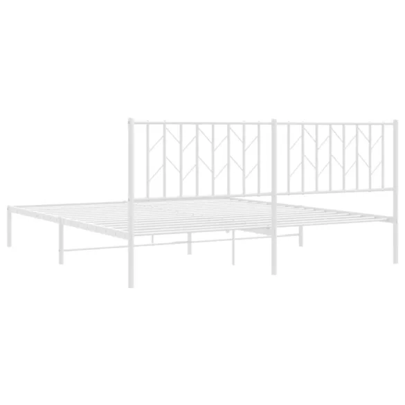 fehér fém ágykeret fejtámlával 183 x 213 cm