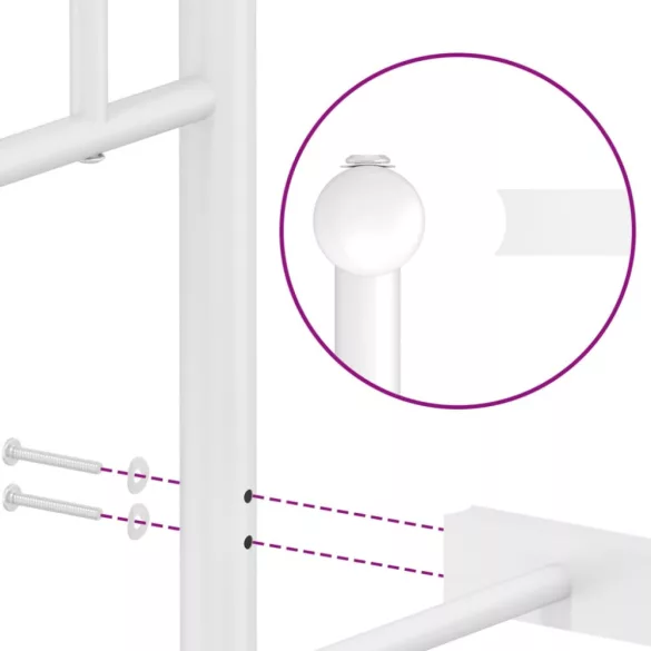 fehér fém ágykeret fejtámlával 183 x 213 cm