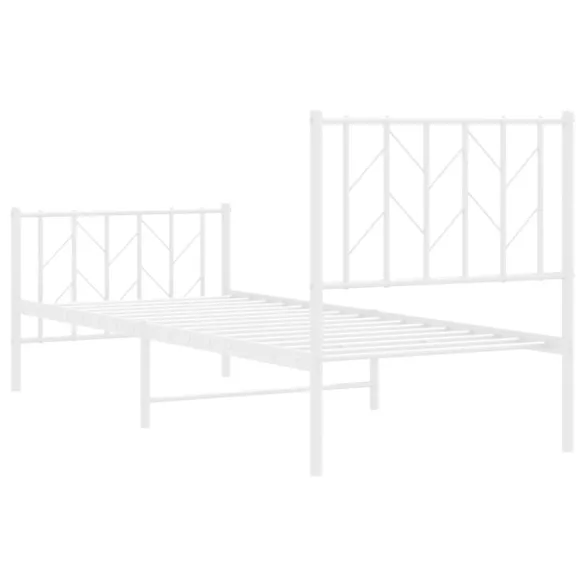 fehér fém ágykeret fej- és lábtámlával 75 x 190 cm